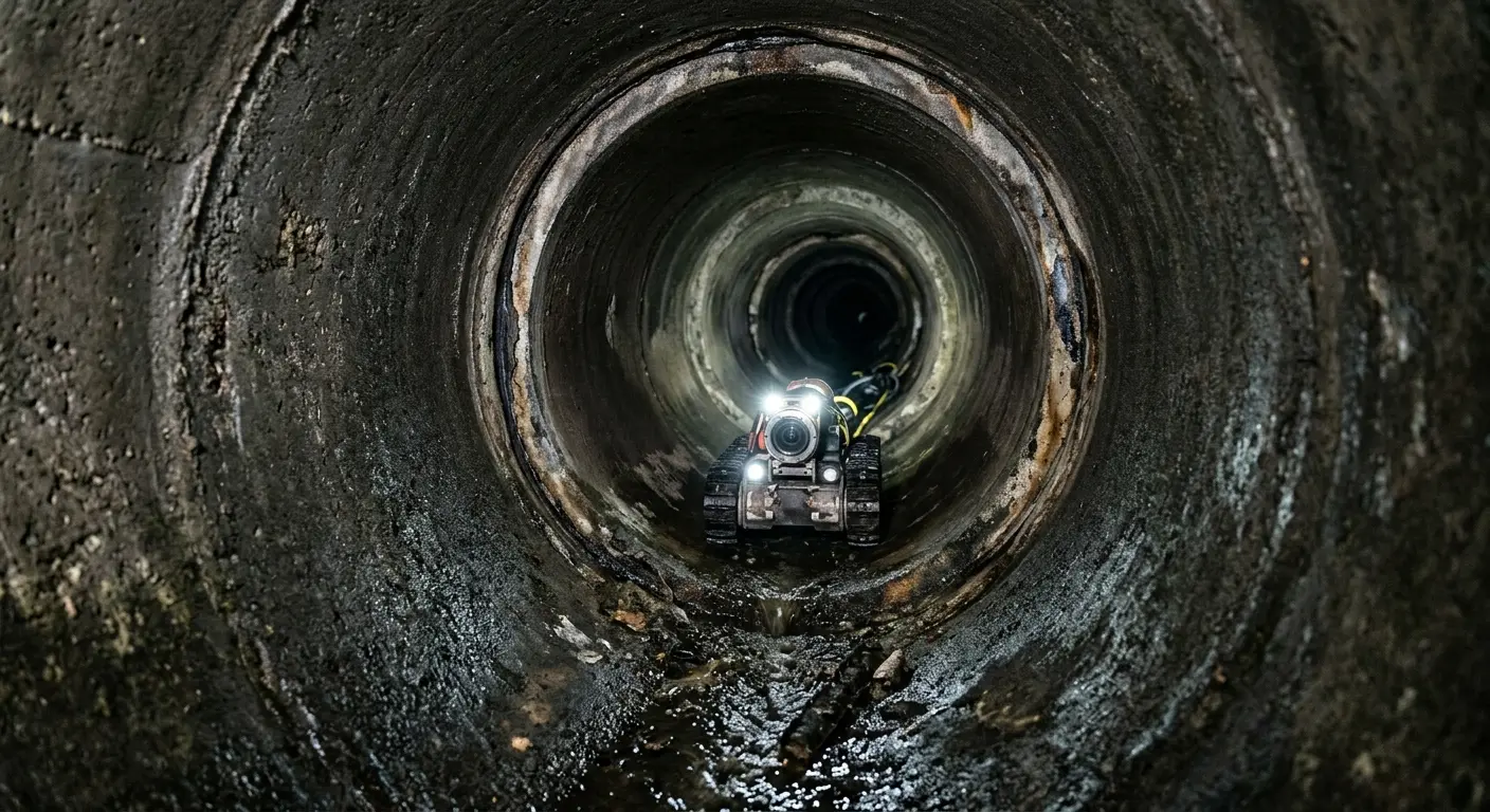 Robotic sewer camera inspecting pipe interior for Sewer Line Cleaning in Fern Park
